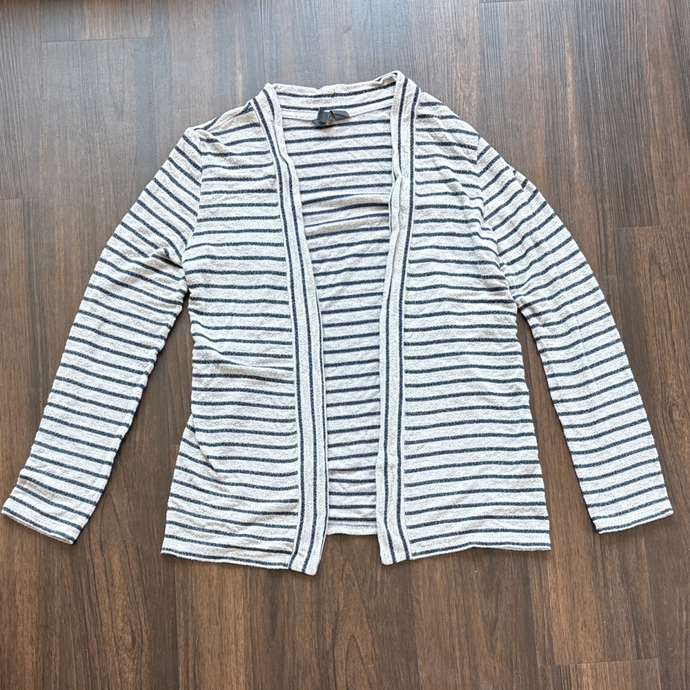 Navy and Grey Striped Women's Cardigan